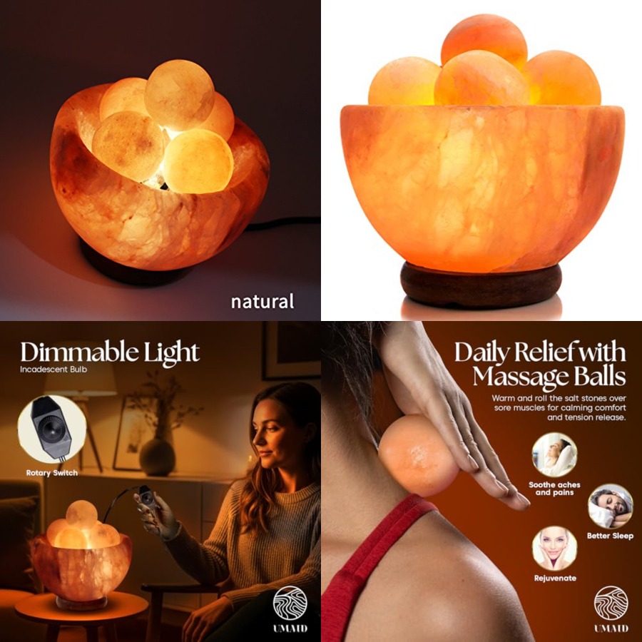 Himalayan Salt Lamp - 6 Himalaya Topu ile Himalaya Tuz