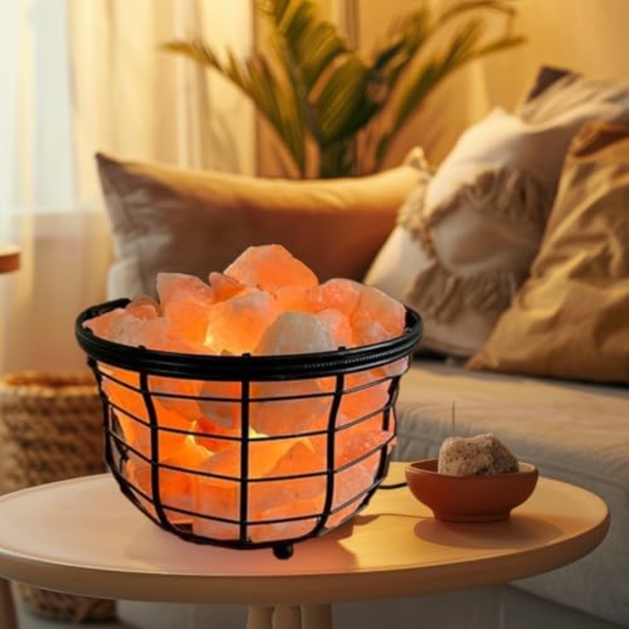 Himalayan Salt Lamp - NB Himalaya Pembe Tuz Metal Lambası,