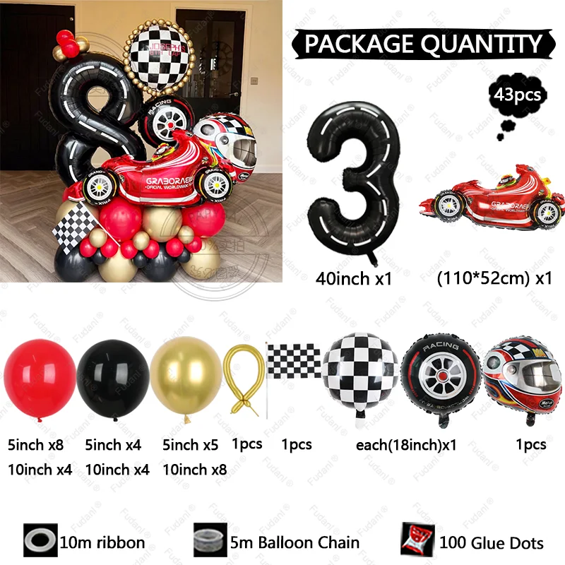 43 adet Yarış Temalı Balonlar  - Lighting Mcqueen Decor incelemesi ve fiyatı